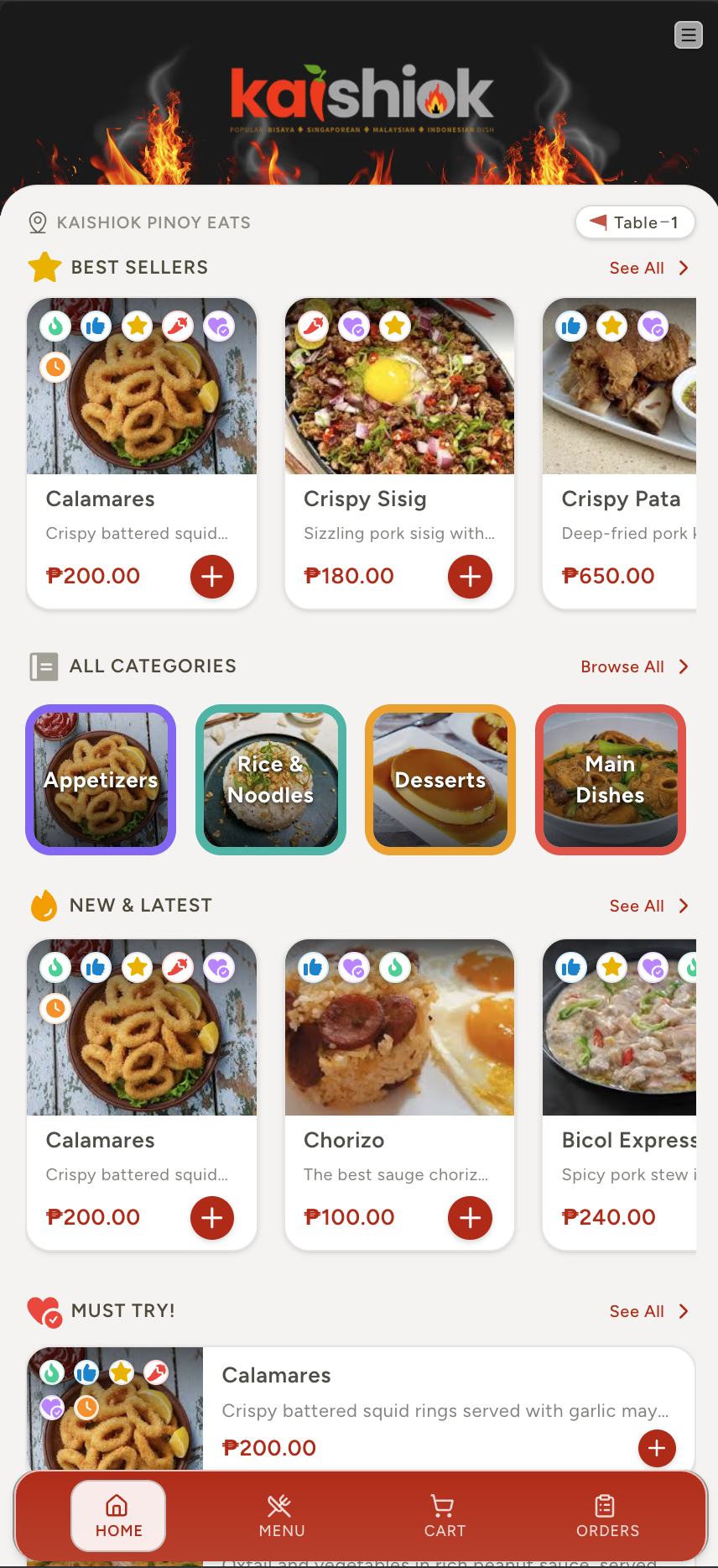Customer sees digital menu on their phone